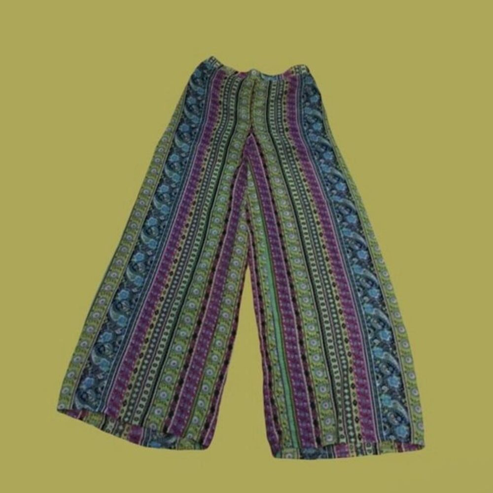 Love Tree MEDIUM Green yellow geometric print sheer Pants